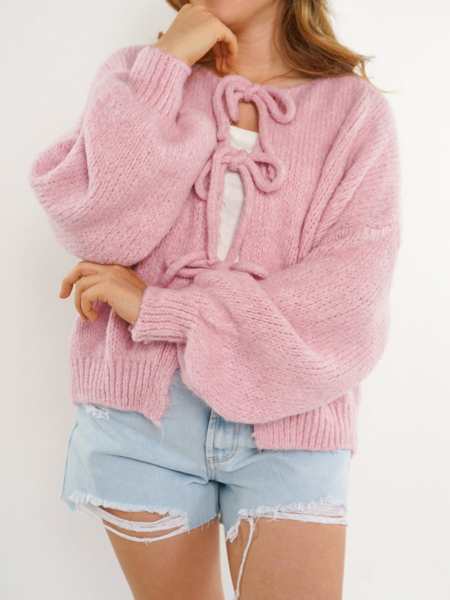 Loose Fit gebreid damesvest met koord Ideaal voor de winter