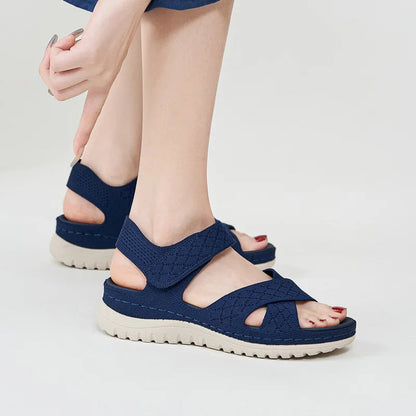 Zomerse canvas sandalen met klittenbandsluiting hielband
