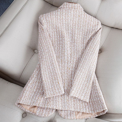 Tweed blazerjas met zakken en knoop voor dames | Perfect voor alle seizoenen