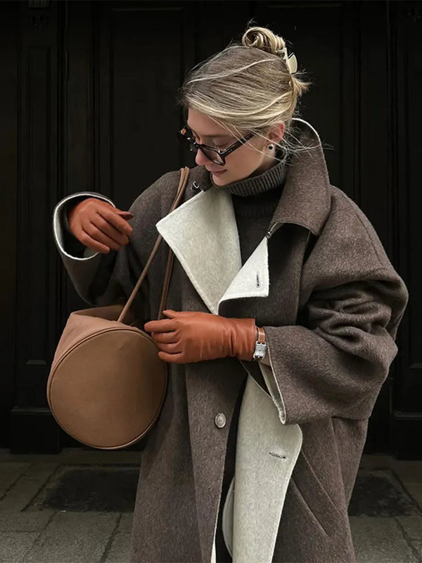 Casual Lange Bruine Jas voor Vrouwen | Perfect voor Herfst/Winter
