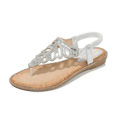 Zomerse sandalen met sleehak bohemian kristallen