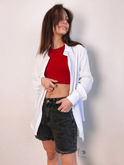 Zomerse denim korte broek hoge taille dames