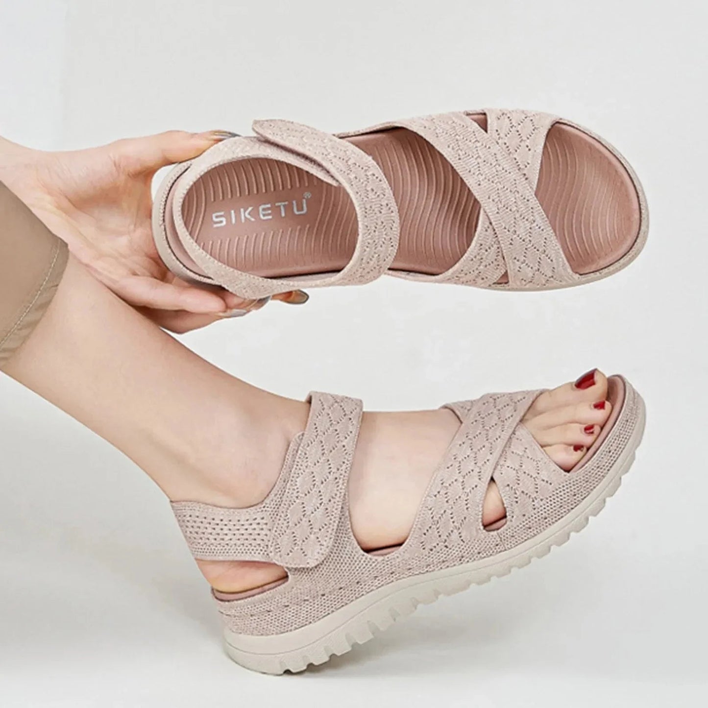Zomerse canvas sandalen met klittenbandsluiting hielband