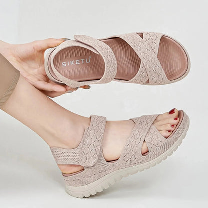 Zomerse canvas sandalen met klittenbandsluiting hielband