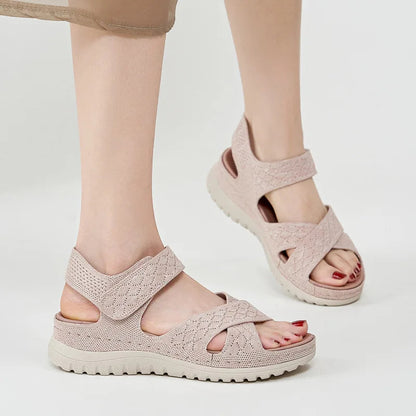 Zomerse canvas sandalen met klittenbandsluiting hielband