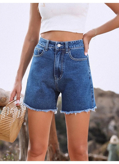 Zomerse denim korte broek hoge taille dames
