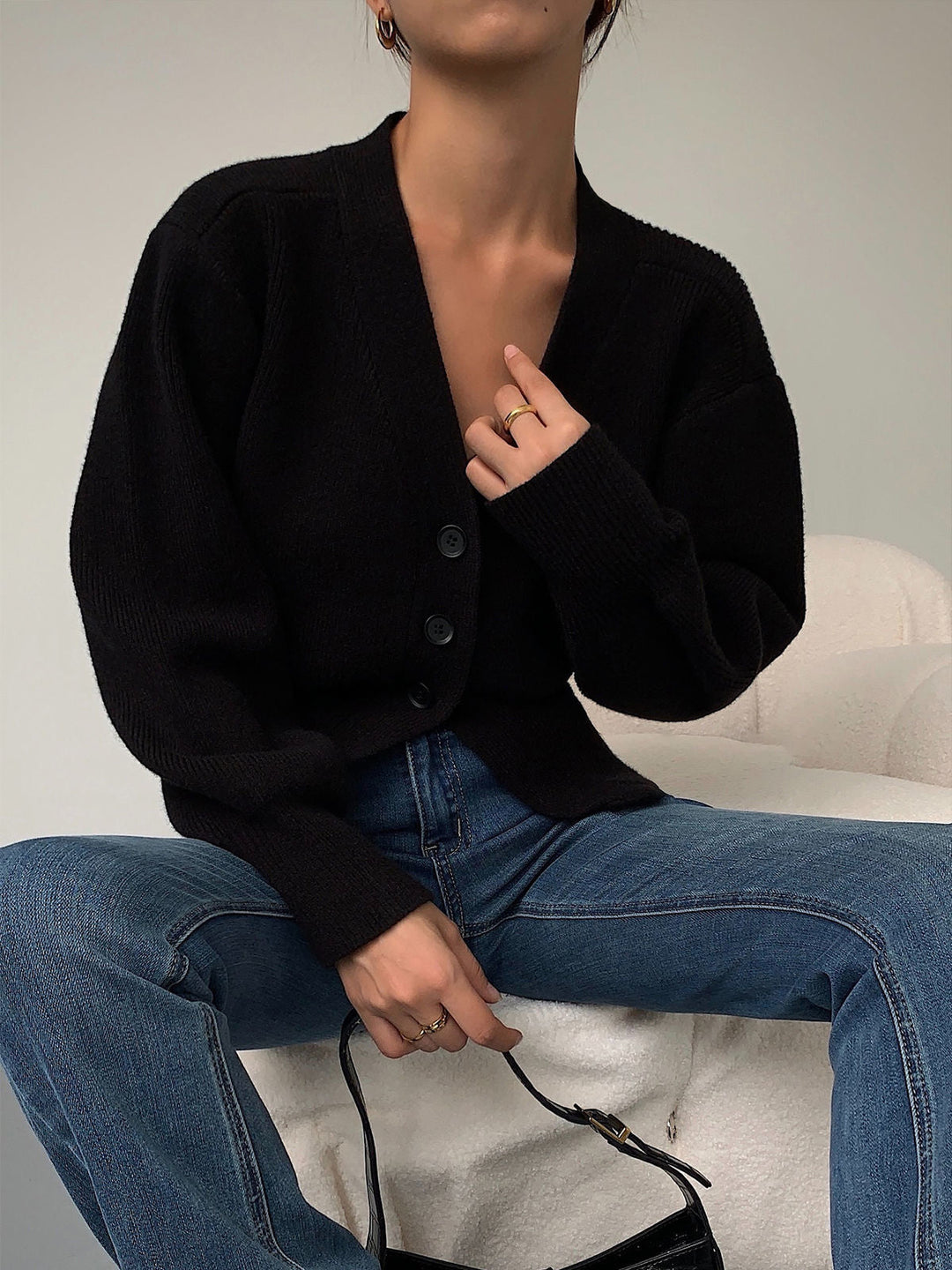 Elegant vest met lantaarnmouwen en knopen voor dames | Ideaal voor herfst/winter