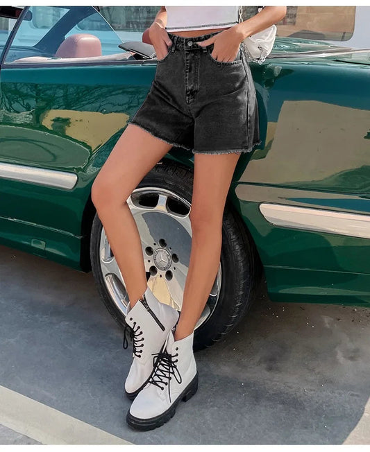 Zomerse denim korte broek hoge taille dames