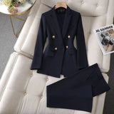 Elegante blazer met revers en pantalon voor dames | Ideaal voor alle seizoenen