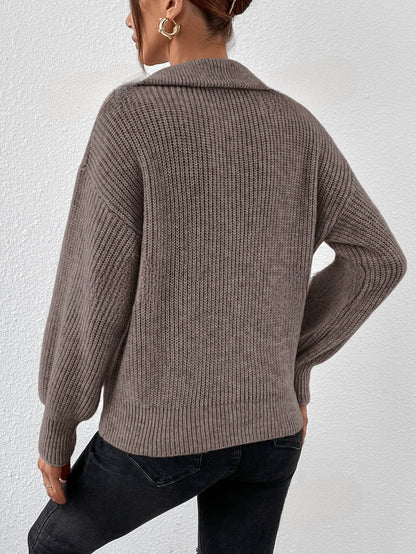 Frenchy Trui met Halve Rits en Verlaagde Schouders | Casual Chic voor Elke Dag