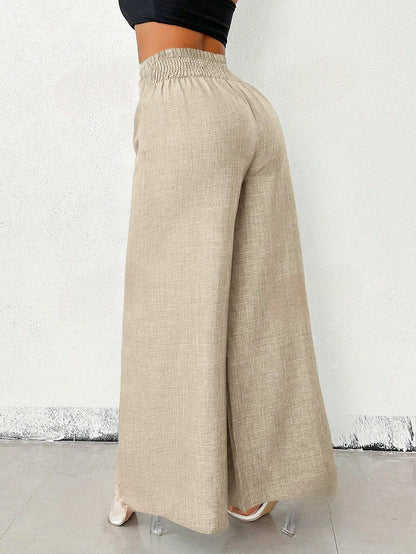 Dames Linnen Broek met Metalen Ketting | Casual Losse Wijde Fit