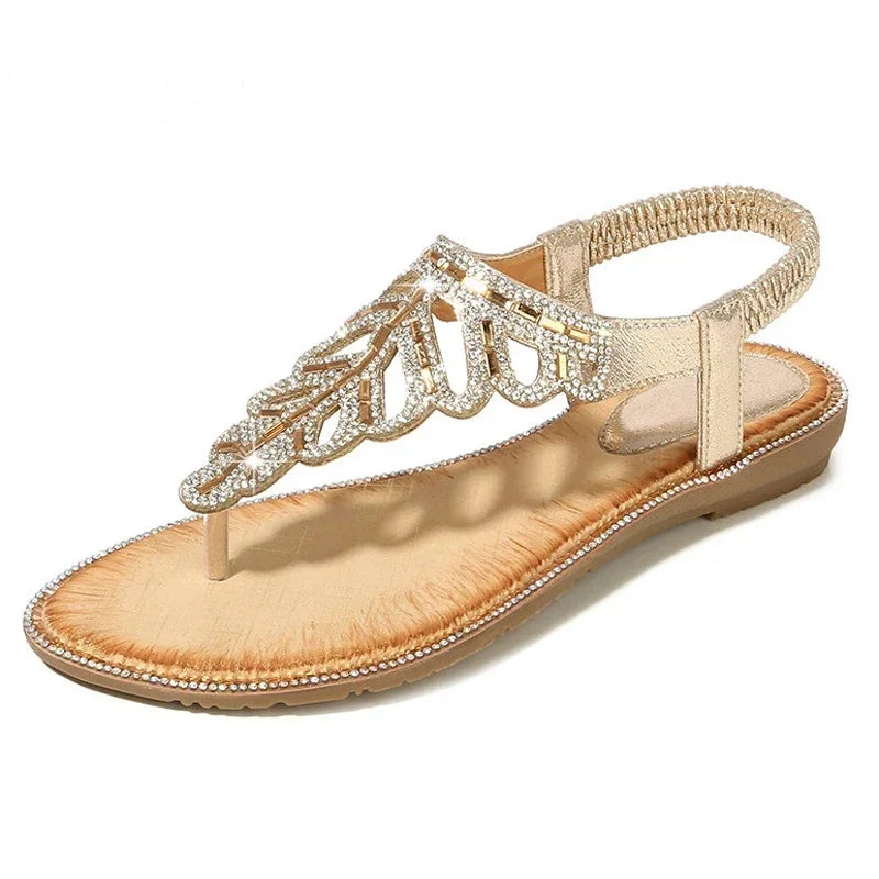 Zomerse sandalen met sleehak bohemian kristallen