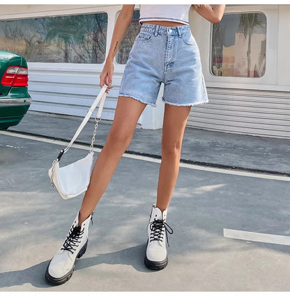 Zomerse denim korte broek hoge taille dames