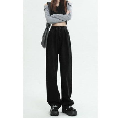 Trendy wijde denim broek met hoge taille voor dames Perfect voor casual dagen