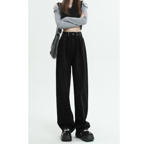 Trendy wijde denim broek met hoge taille voor dames Perfect voor casual dagen