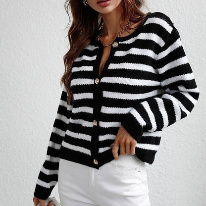 Elegant gestreept vest met knopen voor dames | Ideaal voor herfst/winter