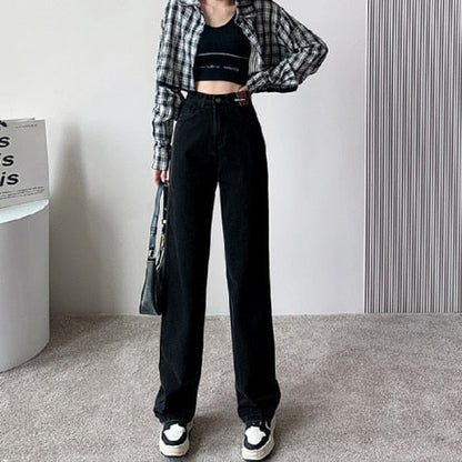 Trendy wijde denim broek met hoge taille voor dames Perfect voor casual dagen