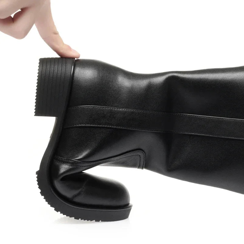 Zwarte leren en wollen enkellaarzen stijlvol design