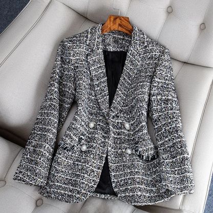 Tweed blazerjas met zakken en knoop voor dames | Perfect voor alle seizoenen