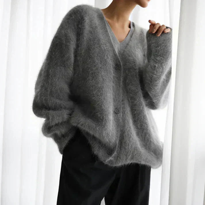 Fluffy wollen vest met knopen voor dames | Ideaal voor herfst/winter