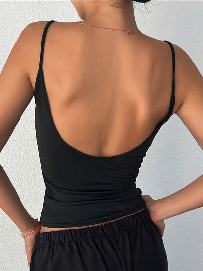 Zwarte Rugloze Cami Top - Stijlvolle Zomer Top voor Dames