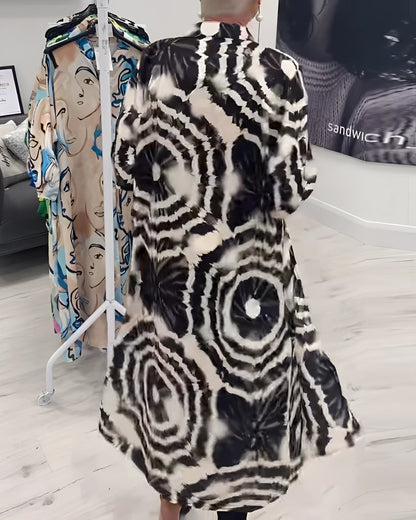Zwarte Boho Tie-Dye Kimono Stijl Zomerjas