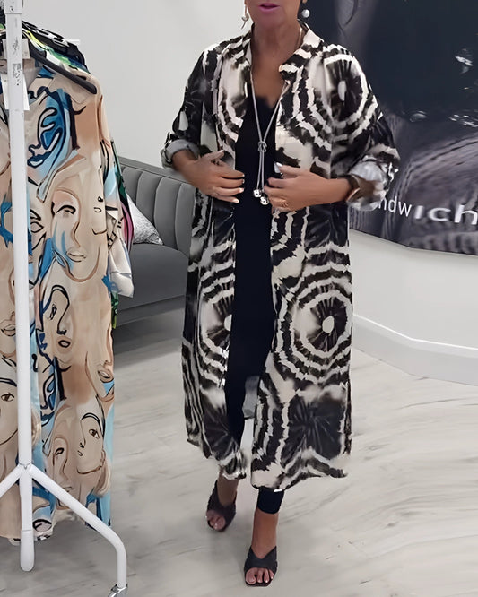 Zwarte Boho Tie-Dye Kimono Stijl Zomerjas