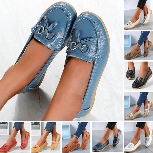 Dames leren loafers comfortabel met gespen