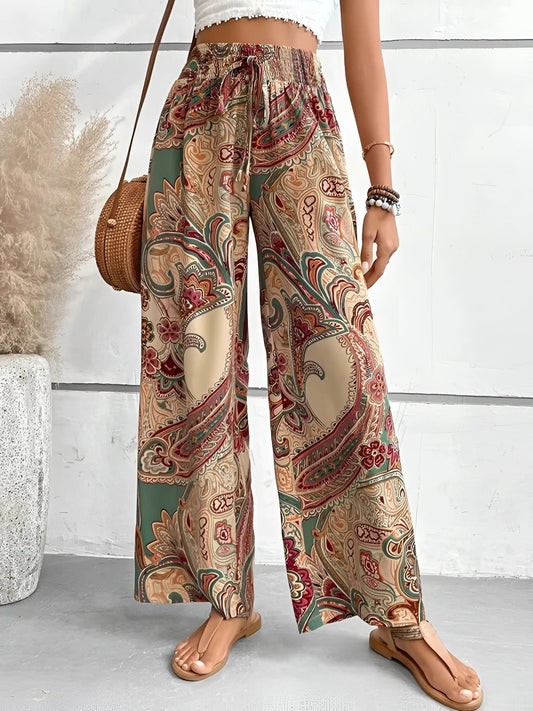 Palazzo broek paisley-ethno print dames zomerstijl