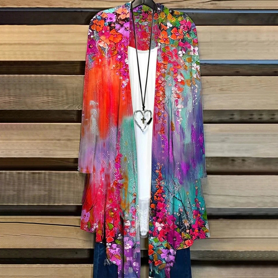 Zijden kimono boho-stijl dames zomers lichtgewicht