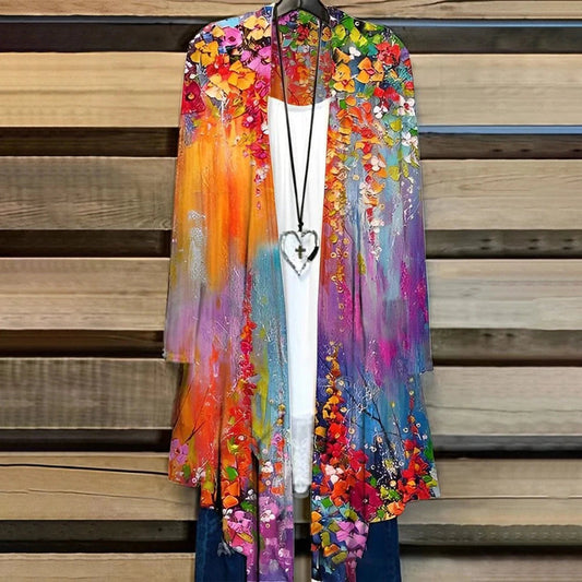 Zijden kimono boho-stijl dames zomers lichtgewicht