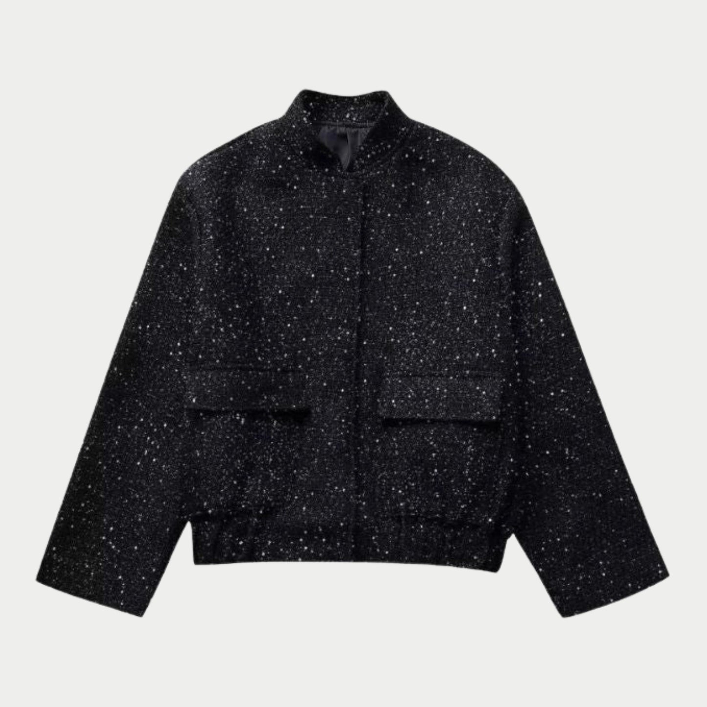 Zwart Glitter Bomberjack Dames Trendy Avondkleding