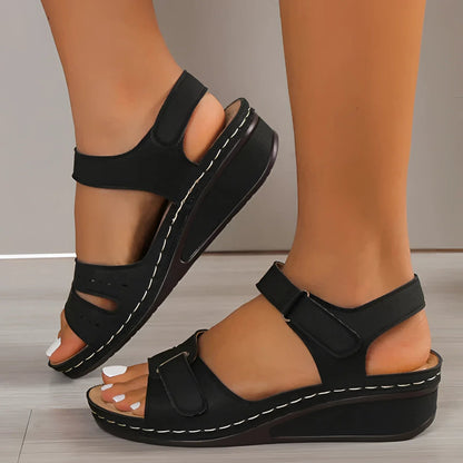 Comfortabele Verstelbare Rode Leren Sandalen