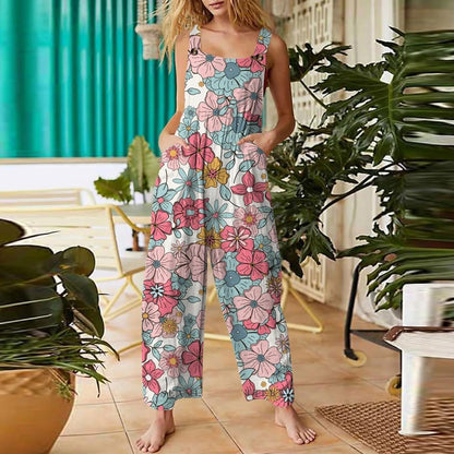 Zomer jumpsuit zonder mouwen bloemenpatroon casual
