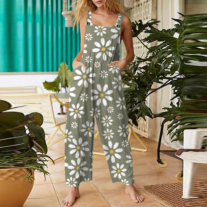 Zomer jumpsuit zonder mouwen bloemenpatroon casual