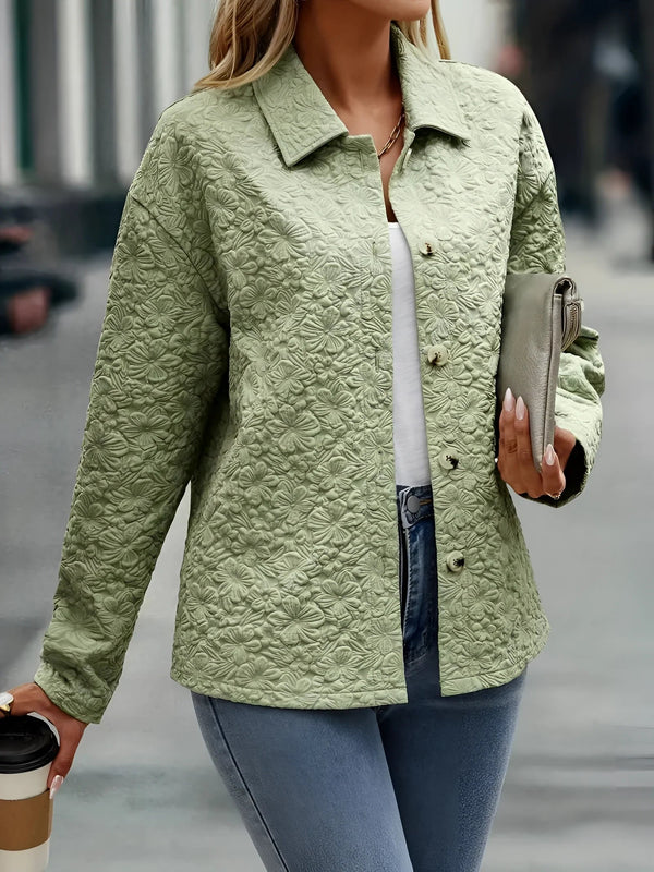 Dames lichte gewatteerde jas matcha kleur lente