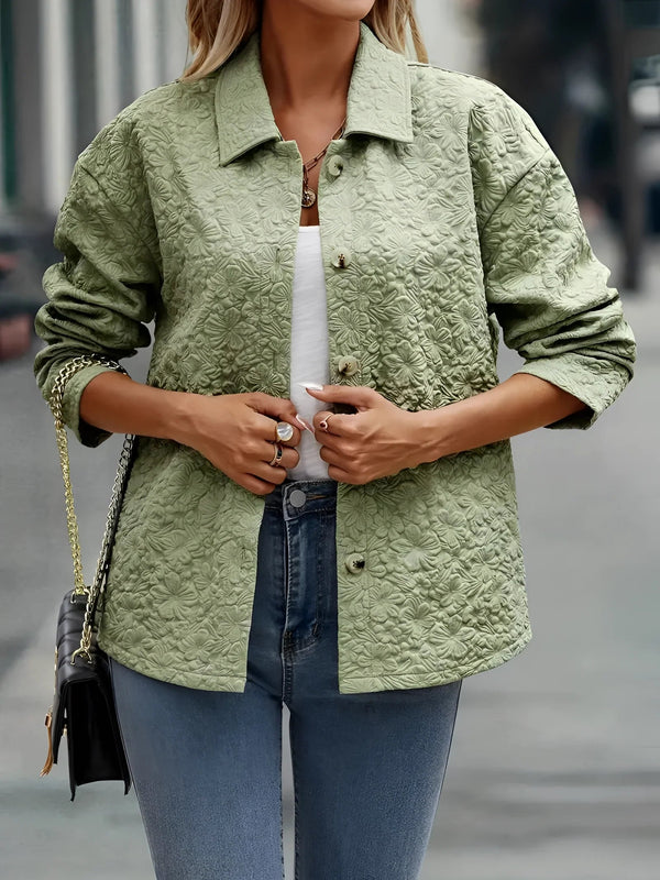 Dames lichte gewatteerde jas matcha kleur lente