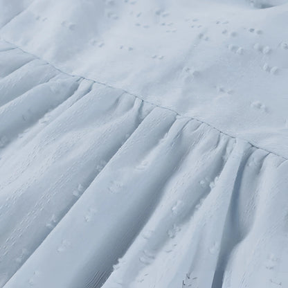 Blauwe katoenen V-hals zomerjurk middellang strandstijl