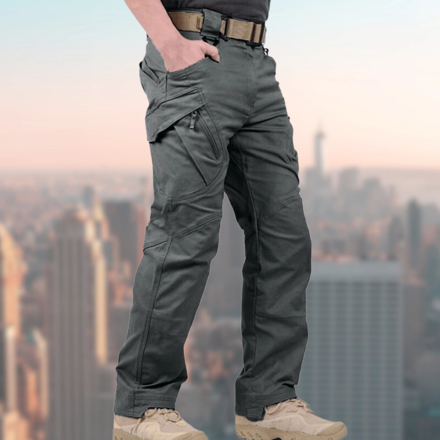 Tactische ademende outdoorbroek met cargozakken khaki