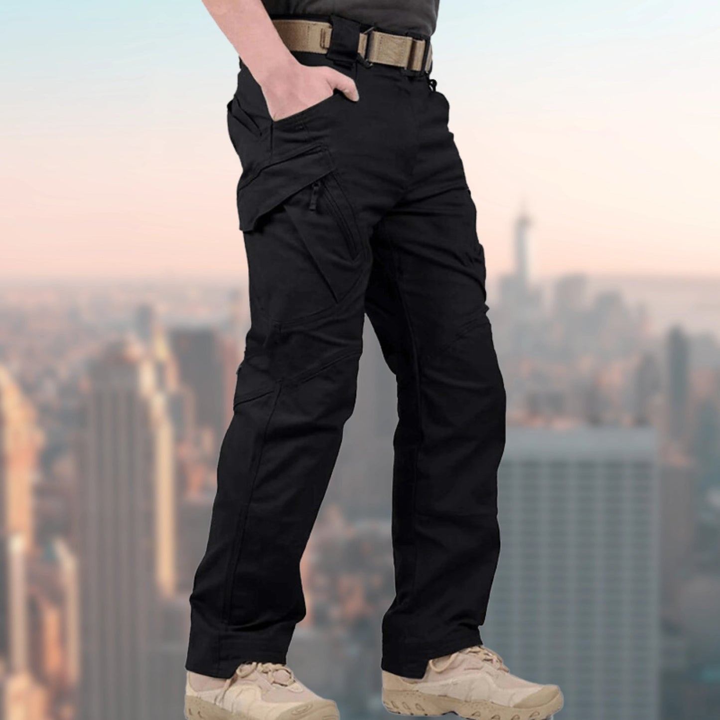 Tactische ademende outdoorbroek met cargozakken khaki