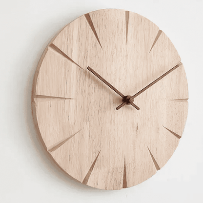 Minimalistische ronde houten wandklok