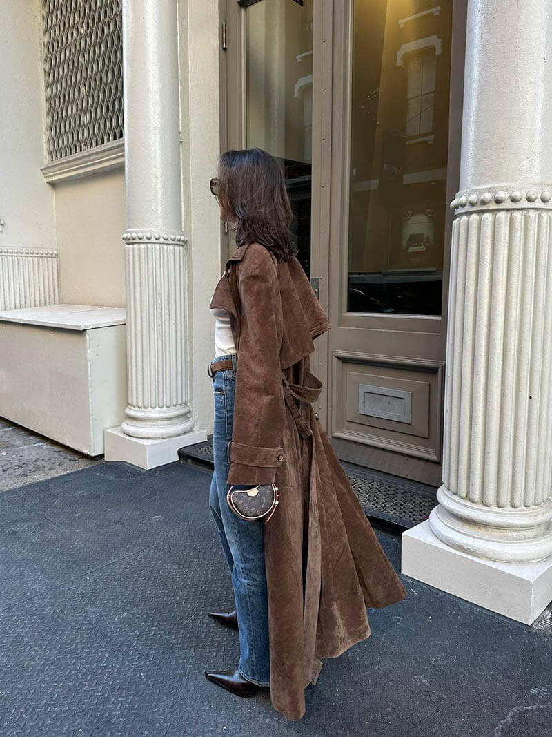 Stijlvolle Suède Look Trenchcoat voor Dames - Tijdloze Elegantie