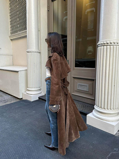 Stijlvolle Suède Look Trenchcoat voor Dames - Tijdloze Elegantie