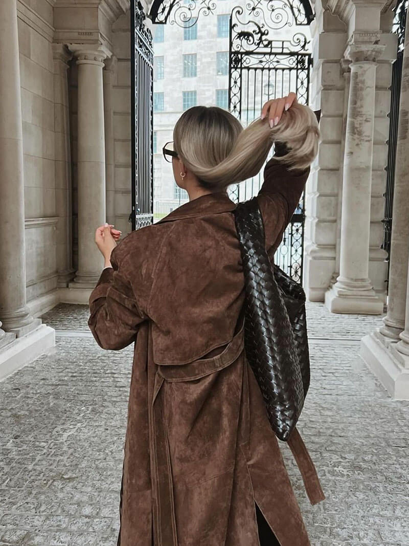 Stijlvolle Suède Look Trenchcoat voor Dames - Tijdloze Elegantie