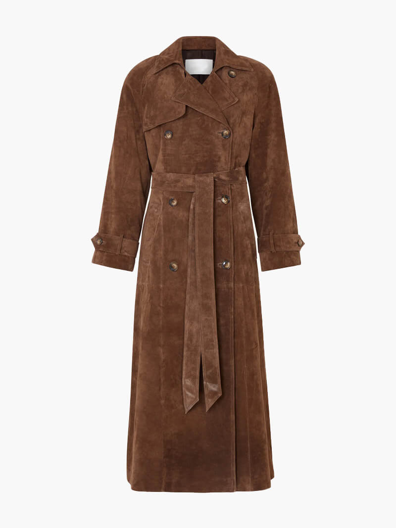 Stijlvolle Suède Look Trenchcoat voor Dames - Tijdloze Elegantie