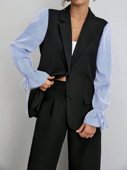 Lisa's Blazer Jas – Elegante Kraag Enkelrijs voor Lente/Herfst