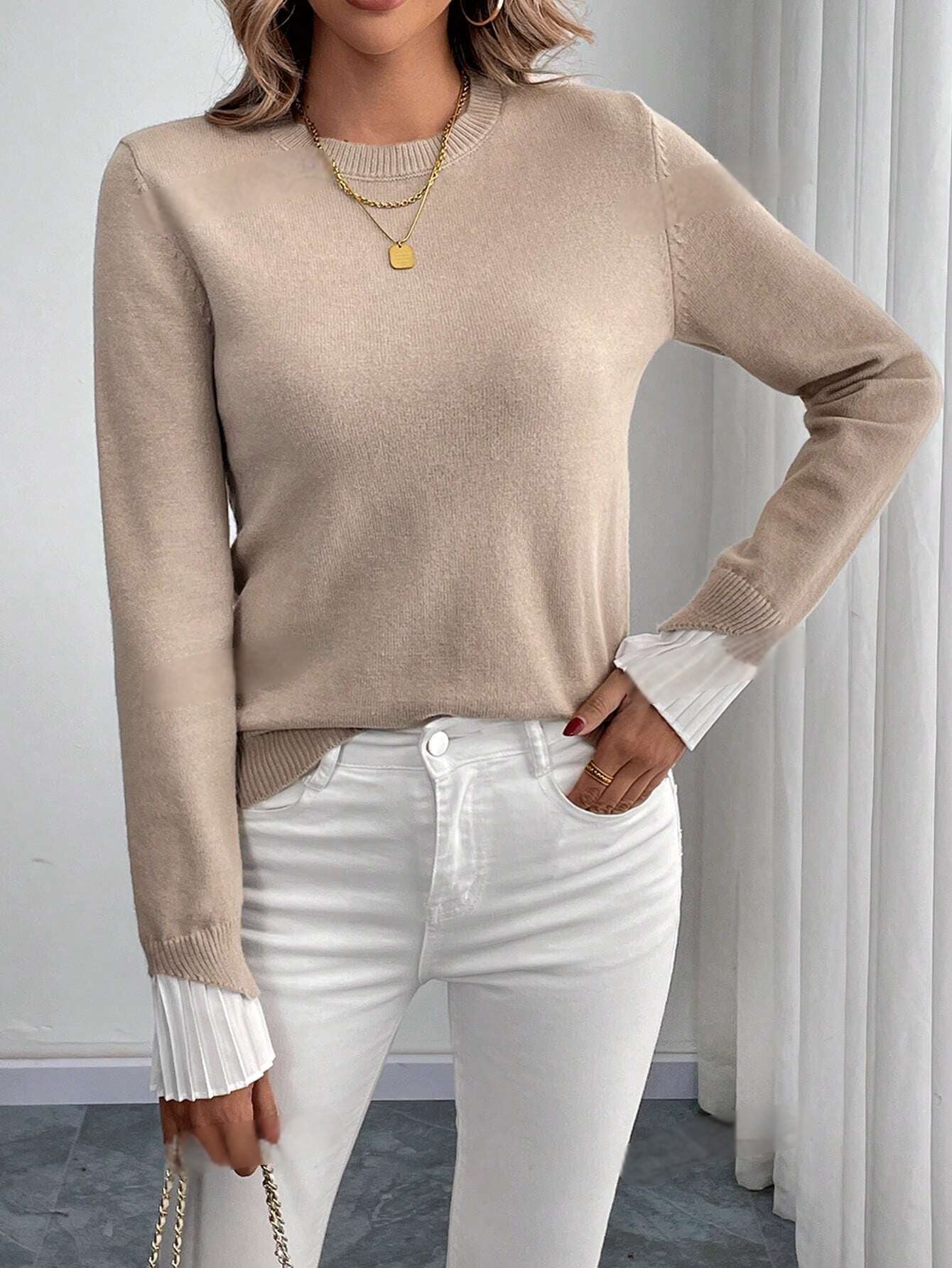 Giulia's Casual Flare Mouw Trui – Losse Pasvorm voor Herfst & Winter