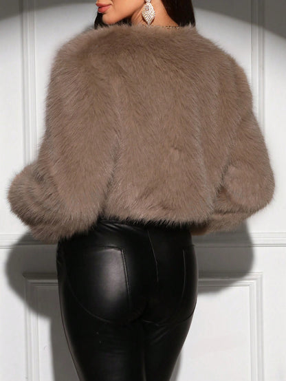 Comfy Clasi Dames Pluizige Jas met Lange Mouwen | Minimalistisch en Warm voor Elke Dag