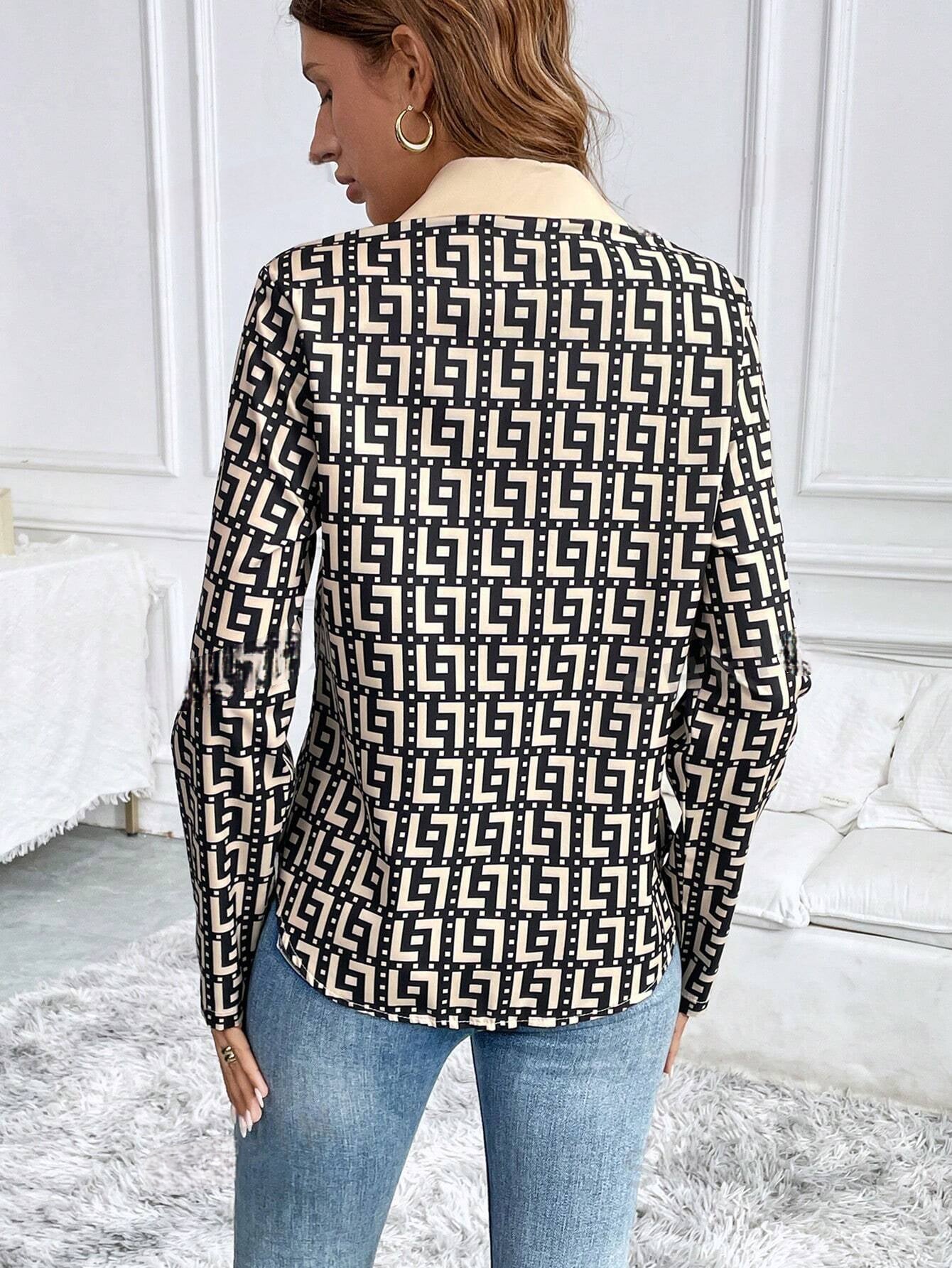 Sophie’s Geometrisch Print Overhemd met Frontknopen en Lange Mouwen