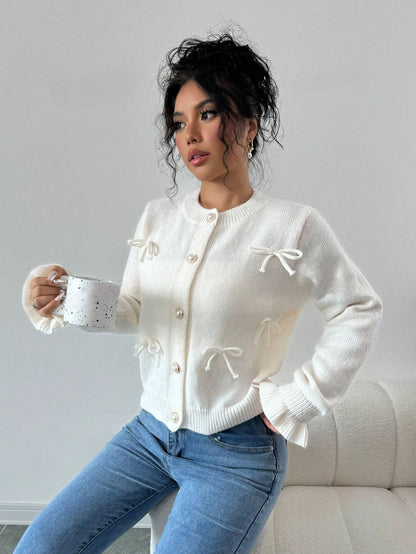 Elegant Effen Damesvest met Strikdetail | Perfect voor Herfst/Winter